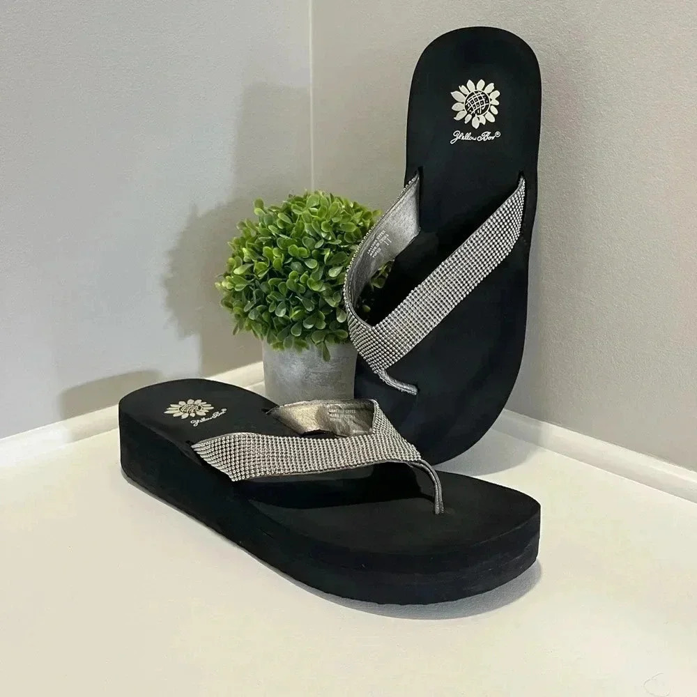 Yellow Box Platform Jewelled Flip Flop